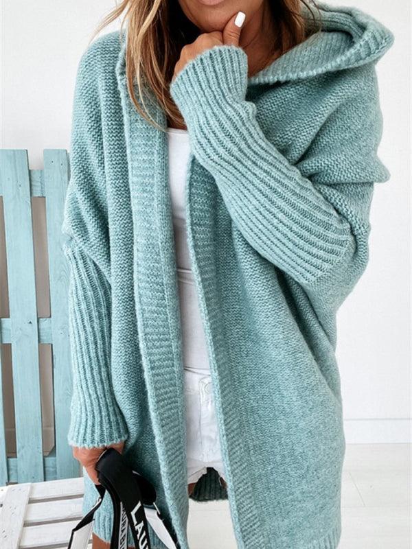 LGC New Hooded Sweater With Hood Collar Soft And Loose Back Splicing Sweater - Le Grand Chevalier Le Grand Chevalier Mint Green / S kakaclo women sweaters