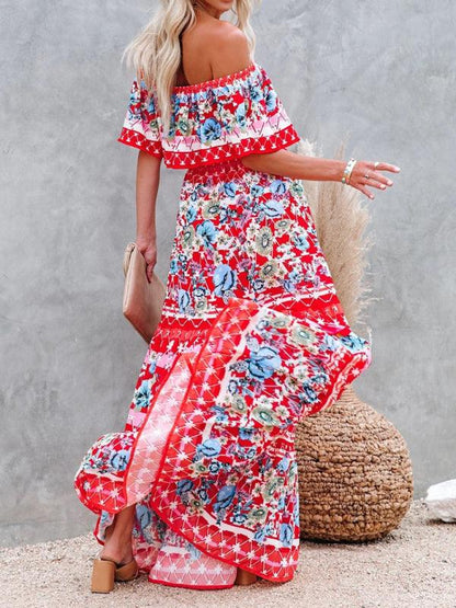 LGC New One-Shoulder Printed Long Swing Dress - Le Grand Chevalier Le Grand Chevalier kakaclo Dresses