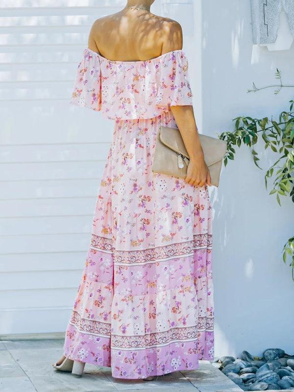 LGC New One-Shoulder Printed Long Swing Dress - Le Grand Chevalier Le Grand Chevalier kakaclo Dresses