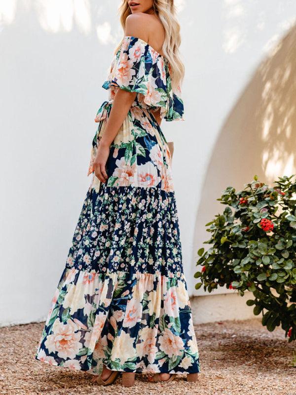 LGC New One-Shoulder Printed Long Swing Dress - Le Grand Chevalier Le Grand Chevalier kakaclo Dresses