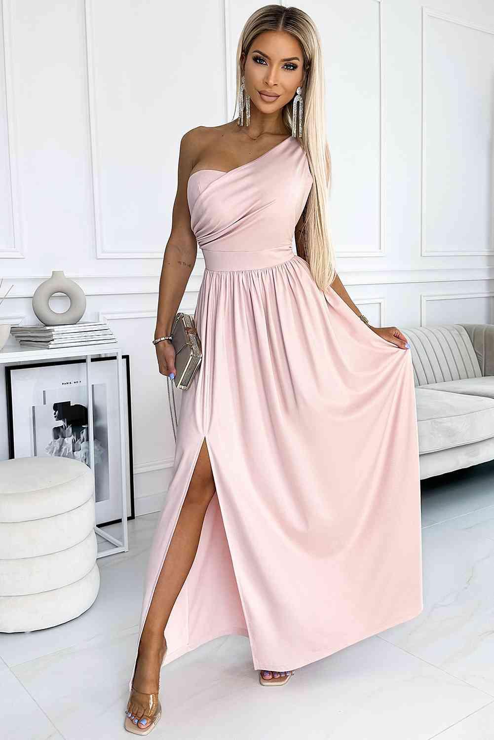 LGC One-Shoulder Slit Maxi Dress - Le Grand Chevalier Le Grand Chevalier Trendsi Dresses