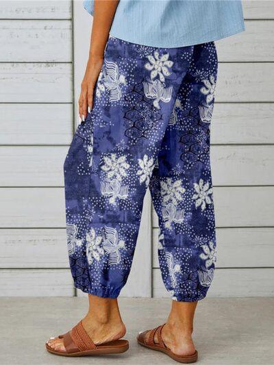 LGC Printed Tied Cropped Pants - Le Grand Chevalier Le Grand Chevalier Trendsi Women Pants