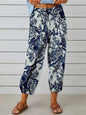 LGC Printed Tied Cropped Pants - Le Grand Chevalier Le Grand Chevalier Dusty Blue / S Trendsi Women Pants