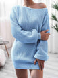 LGC Rib-Knit Mini Sweater Dress - Le Grand Chevalier Le Grand Chevalier Pastel Blue / S Trendsi Dresses