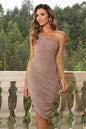 LGC Ruched One-Shoulder Dress - Le Grand Chevalier Le Grand Chevalier Camel / XS Trendsi Dresses