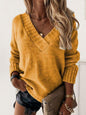 LGC V-Neck Long Sleeve Knit Top - Le Grand Chevalier Le Grand Chevalier Sherbet / S Trendsi Women sweaters