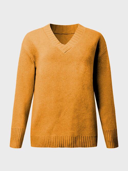 LGC V-Neck Long Sleeve Knit Top - Le Grand Chevalier Le Grand Chevalier Trendsi Women sweaters