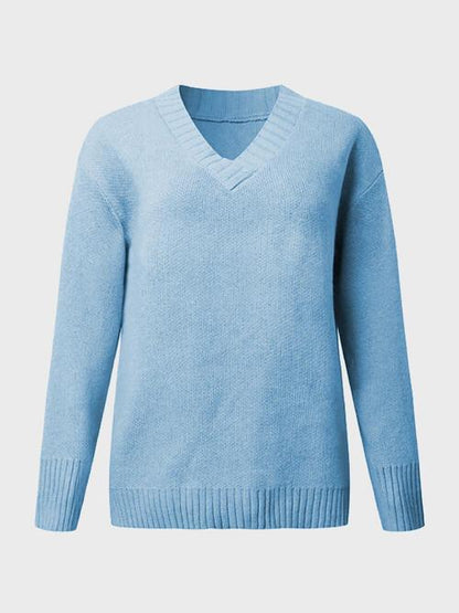 LGC V-Neck Long Sleeve Knit Top - Le Grand Chevalier Le Grand Chevalier Trendsi Women sweaters