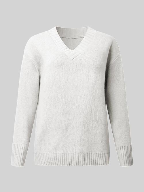 LGC V-Neck Long Sleeve Knit Top - Le Grand Chevalier Le Grand Chevalier Trendsi Women sweaters