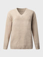 LGC V-Neck Long Sleeve Knit Top - Le Grand Chevalier Le Grand Chevalier Tan / S Trendsi Women sweaters