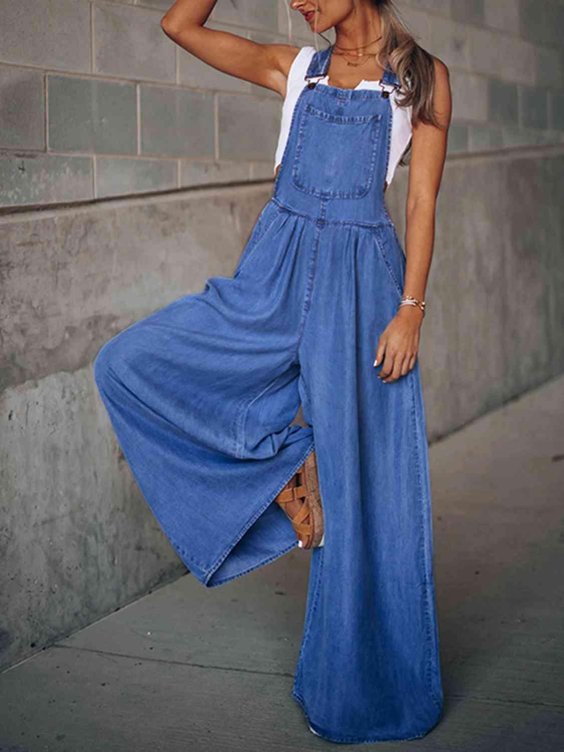 LGC Wide Leg Denim Overalls - Le Grand Chevalier Le Grand Chevalier Medium / S Trendsi Jumpsuit