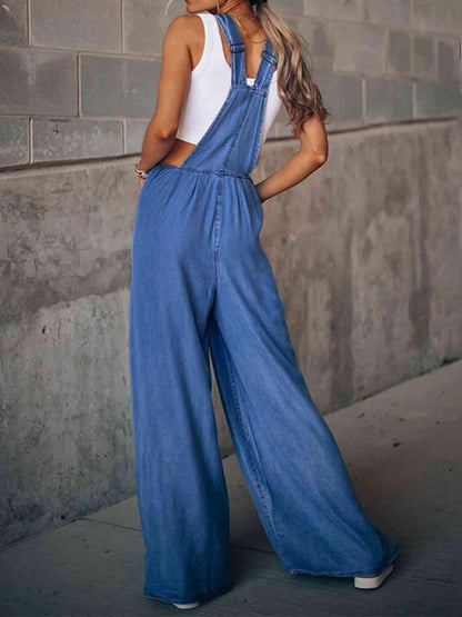 LGC Wide Leg Denim Overalls - Le Grand Chevalier Le Grand Chevalier Trendsi Jumpsuit