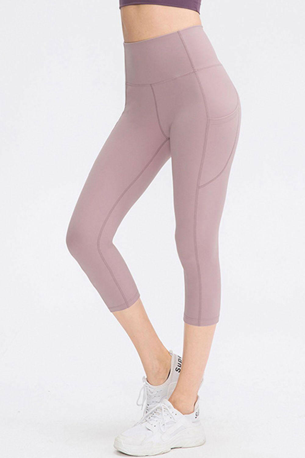 LGC Wide Waistband Cropped Active Leggings with Pockets - Le Grand Chevalier Le Grand Chevalier Trendsi Leggings