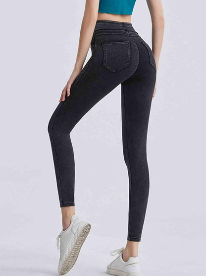 LGC Wide Waistband Sports Leggings - Le Grand Chevalier Le Grand Chevalier Trendsi Women Denim