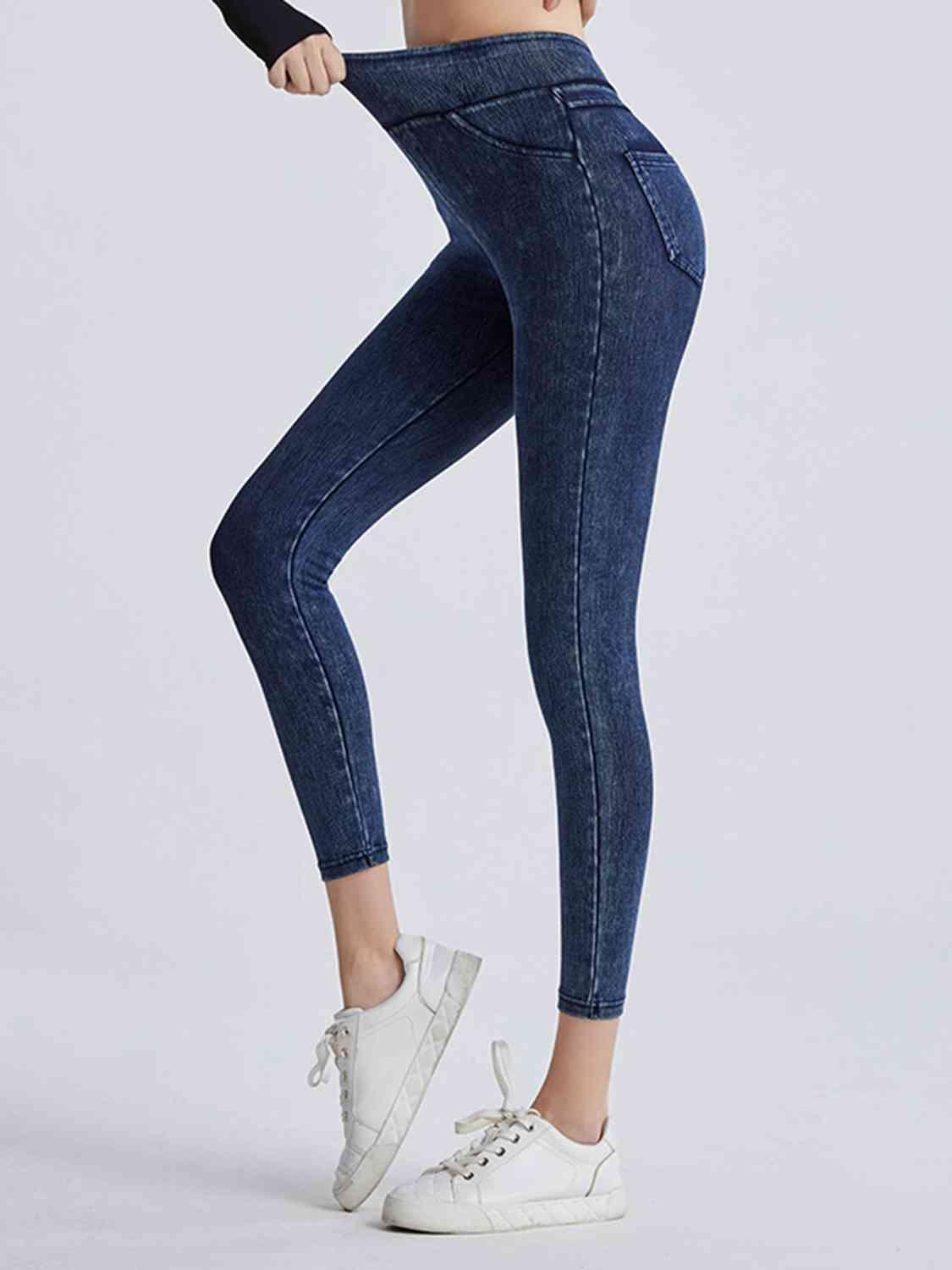 LGC Wide Waistband Sports Leggings - Le Grand Chevalier Le Grand Chevalier Trendsi Women Denim