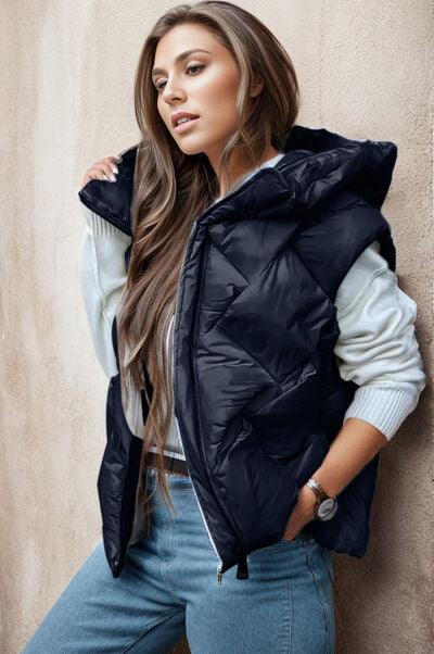 LGC Zip Up Hooded Vest Coat - Le Grand Chevalier Le Grand Chevalier Trendsi Women Jackets